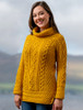 Aran Cowl Neck Tunic Sweater - Sunflower Yellow
