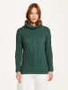 Aran Cowl Neck Tunic Sweater - Connemara Green