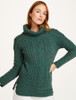 Aran Cowl Neck Tunic Sweater - Connemara Green