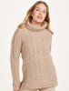 Aran Cowl Neck Tunic Sweater - Wicker