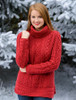 Aran Cowl Neck Tunic Sweater - Chillipepper (CatImage_/christmas-for-her) (CatImage_/aran-christmas-store)