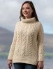 Aran Cowl Neck Tunic Sweater - Natural White