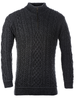 Mens Super Soft Half Zip Aran Troyer - Slate Grey