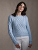 Ladies Cropped Aran Sweater - Ice Blue