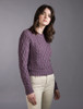 Ladies Cropped Aran Sweater - Warm Lavender