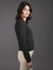 Ladies Cropped Aran Sweater - Graphite