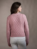 Ladies Cropped Aran Sweater - Pale Pink