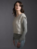 Ladies Cropped V-Neck Aran Sweater Vest - Silver Marl