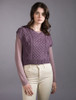 Ladies Cropped V-Neck Aran Sweater Vest - Warm Lavender