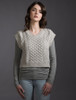 Ladies Cropped V-Neck Aran Sweater Vest - Silver Marl