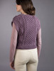 Ladies Cropped V-Neck Aran Sweater Vest - Warm Lavender