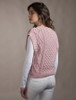 Ladies Cropped V-Neck Aran Sweater Vest - Pale Pink