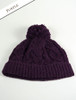 Aran Fleece Lined Rib Cap with Bobble - Purple