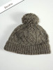 Aran Fleece Lined Rib Cap with Bobble - Brown