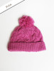 Aran Fleece Lined Rib Cap with Bobble - Pink