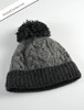 Aran Fleece Lined Rib Cap with Bobble - Charcoal/Grey