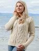 Women's Merino Wool Cable Knit Hoodie - White