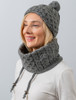 Honeycomb & Cable Hat with Pom - Grey
