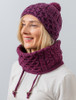 Honeycomb & Cable Hat with Pom - Very Berry