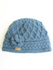 Ladies Aran Trellis Pull-on Hat With Flower - Denim