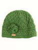 Ladies Aran Trellis Pull-on Hat With Flower - Green