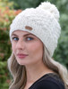 Ladies Aran Blackberry Bobble Hat - White