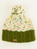 Ladies Aran Uneven Wool Bobble Hat - Green