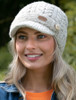 Ladies Aran Cable Peak Hat - Oatmeal