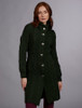 Women's Aran Long Button Cable & Diamond Coat - Army Green