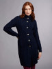 Women's Aran Long Button Cable & Diamond Coat - Navy