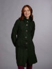 Women's Aran Long Button Cable & Diamond Coat - Army Green