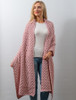 Cable Aran Wrap - Pale Pink