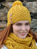 Merino Honeycomb Pom Pom Hat - Sunflower Yellow