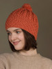 Merino Honeycomb Pom Pom Hat - Autumn Leaf