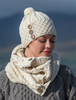 Merino Honeycomb Pom Pom Hat - White