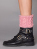 Aran Cable Knit Boot Cuffs - Pink