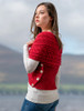 Merino Aran Cable Crossover Wrap with Buttons - Chillipepper