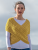 Merino Aran Cable Crossover Wrap with Buttons - Sunflower Yellow