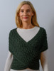 Merino Aran Cable Crossover Wrap with Buttons - Army Green
