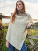 Aran Buttoned Wool Poncho - Natural White