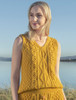 Ladies V-Neck Aran Slipover - Sunflower Yellow & Skirt