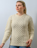 Merino Honeycomb Aran Sweater - Natural White