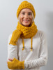 Honeycomb & Cable Hat with Pom Pom - Sunflower Yellow