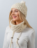 Honeycomb & Cable Hat with Pom - Natural White
