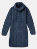 Cable Aran Dress with Cowl Neck - Denim