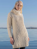 Cable Aran Dress with Cowl Neck - Natural White