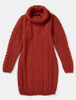 Cable Aran Dress with Cowl Neck - Autumn Leaf