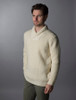  Fisherman Shawl Neck Sweater- Natural White