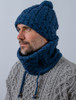 Honeycomb & Cable Hat with Pom Pom - Atlantic