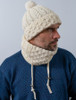 Honeycomb & Cable Hat with Pom Pom - Natural White